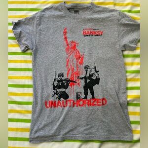 Gray Banksy Graphic T-Shirt